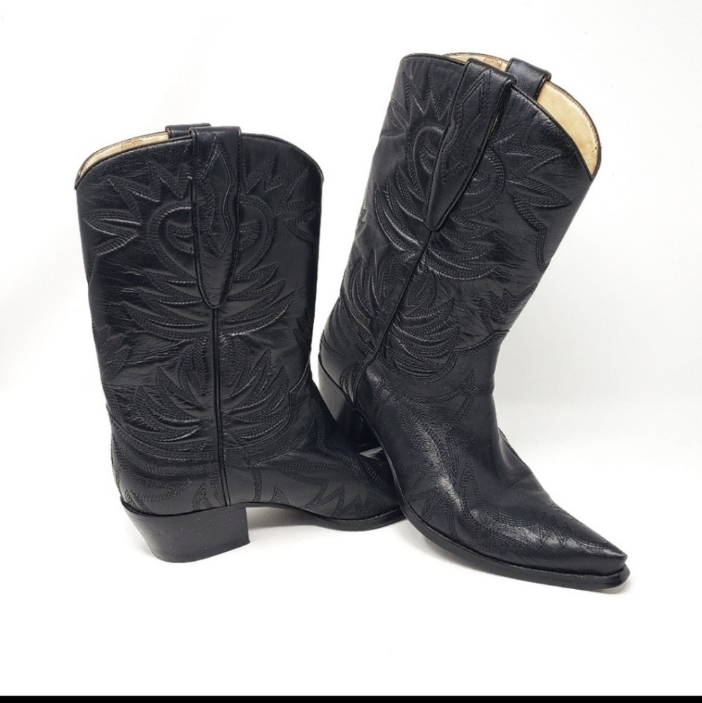 Guess by Marciano | Black Leather Cowboy Boots 7.5